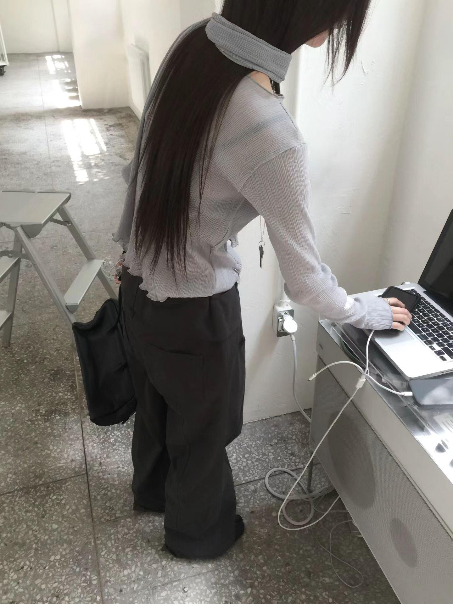 反摺腰頭抽繩工作褲